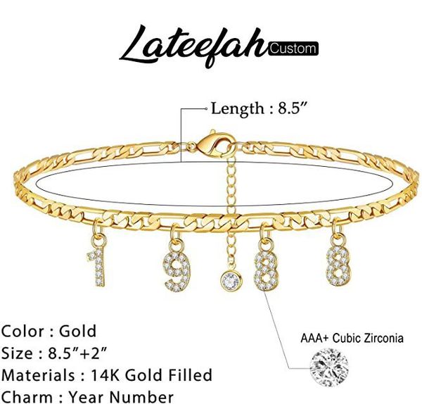 

anklets lateefah custom ankle bracelets for women dainty date anklet personality birth year beach foot jewel, Red;blue