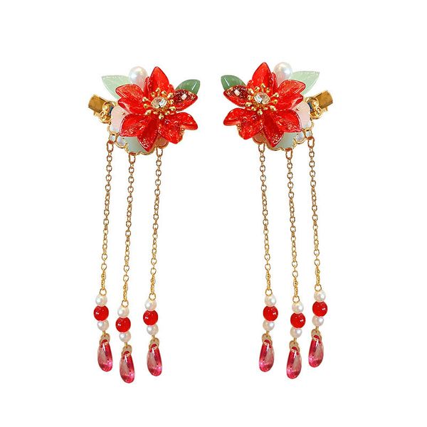 

children hanfu headdress girl baby super fairy tassel step shake retro chinese style hair ornament little girl costume hairpin, Slivery;white
