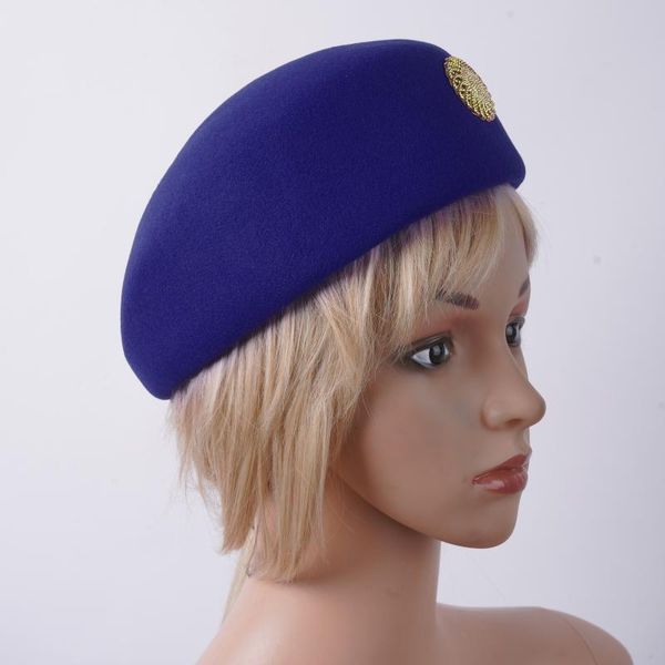 

beanies stewardess flight hat wool felt pillbox air hostesses beret base cap airline formal uniform caps accessories