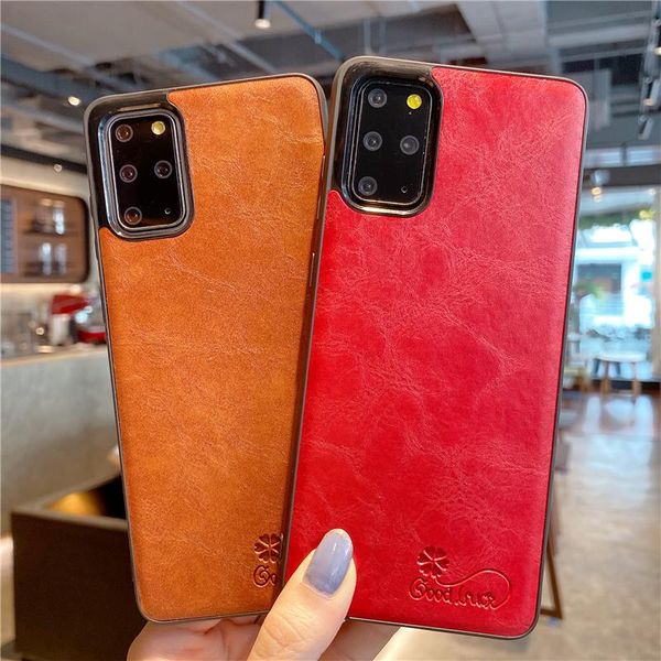 

cell phone pouches retro business type plain soft leather case for samsung s21 ultra s20 fe s10 lite note 20 10 plus solid color cover men g