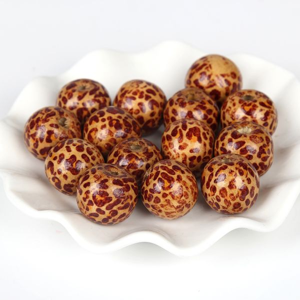 

18*18mm leopard pattern wood bead wooden beads imitation round shape fits for handmade diy necklace bracelet jewelry making, Black