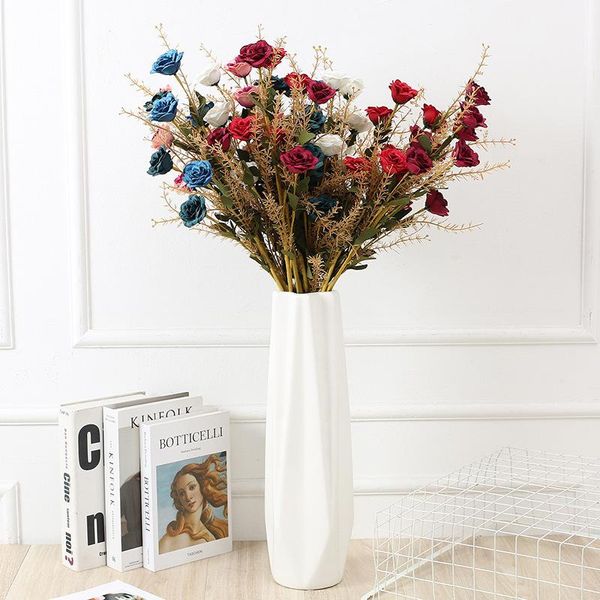 

decorative flowers & wreaths 2021 artificial rose silk autumn room garden office diy floral arts mother's birthday wedding party decor