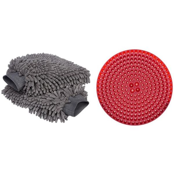 

pcs car accessories: 1 23.5cm wash filter red & 2 cleaning gloves glove washer