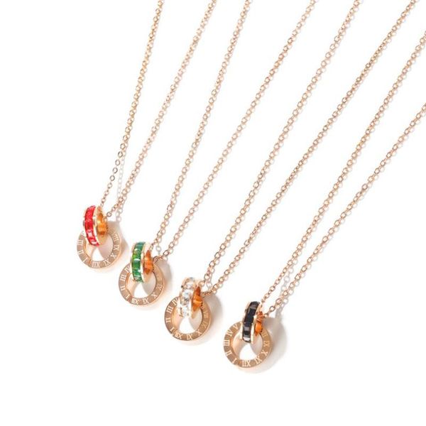 

pendant necklaces 4 colors pendants jewelry on the neck roman numeral titanium steel necklace for women, Silver