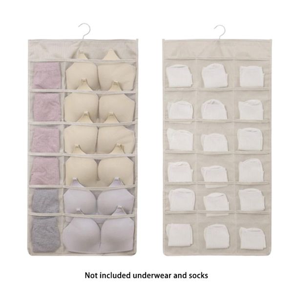 

storage bags socks space saving mesh pockets closet hanging organizer underwear wardrobe bag with hook dual sided holder universal
