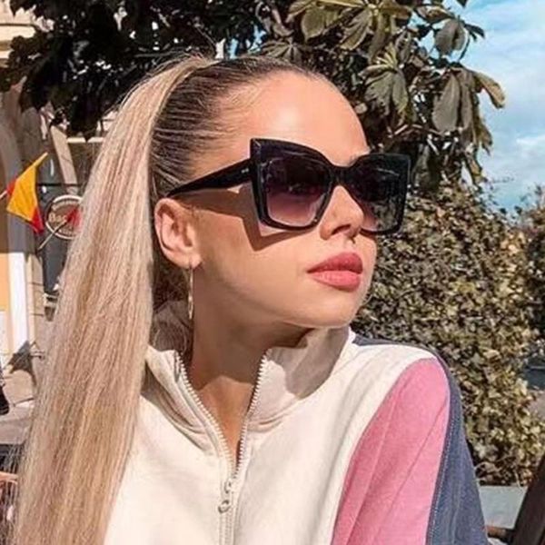 

sunglasses oversize square women fashion retro gradient sun glasses 2021 men blue big frame vintage eyewear uv400, White;black