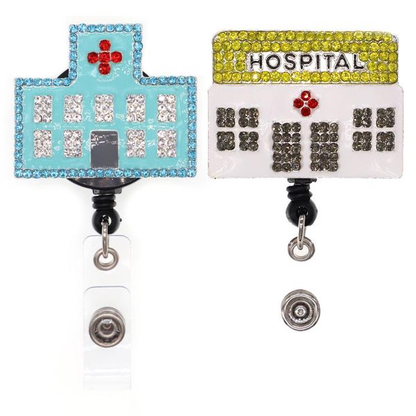 

pins, brooches rhinestone retractable id badge holder reel, Gray