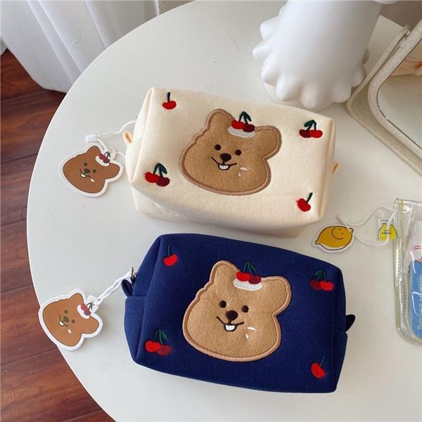 

korea fashion cosmetic make bag up storage for women girls korean cherry koala bags student cartoon pencil pen