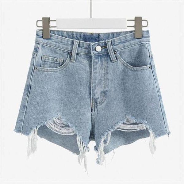 Surquitos de jeans de cintura alta para mulheres 2021 Sexy Summer Cool Girl Mini Streetwear Ripped Jeans Harajuku Kawaii Pants curtas femininas