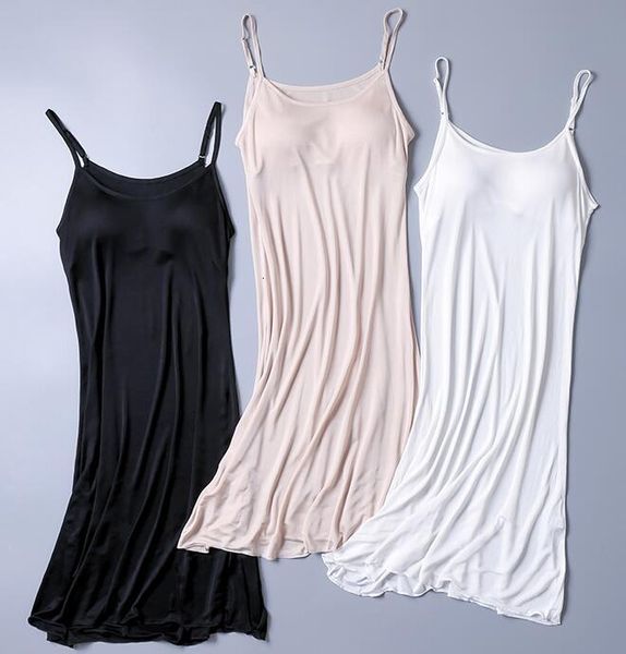 

sleepwear women's silk 50% viscose knit full slip with pads sleepwear chemise adjustable strap xs326, Black;red