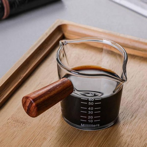 

wine glasses heat-resisting glass espresso measuring cup double mouth milk jug with wooden handle scale measure mugs