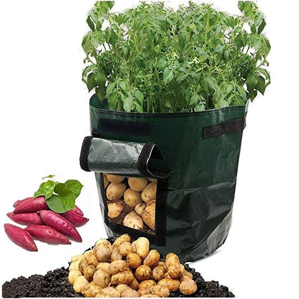 

planters & pots 5/7/10 gallons pe po grow bag tomatoes potato with handles flowers vegetables planter bags home garden planting