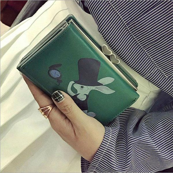 

wallets women cute fashion short wallet cartoon purse card holder for teenager girls, Red;black