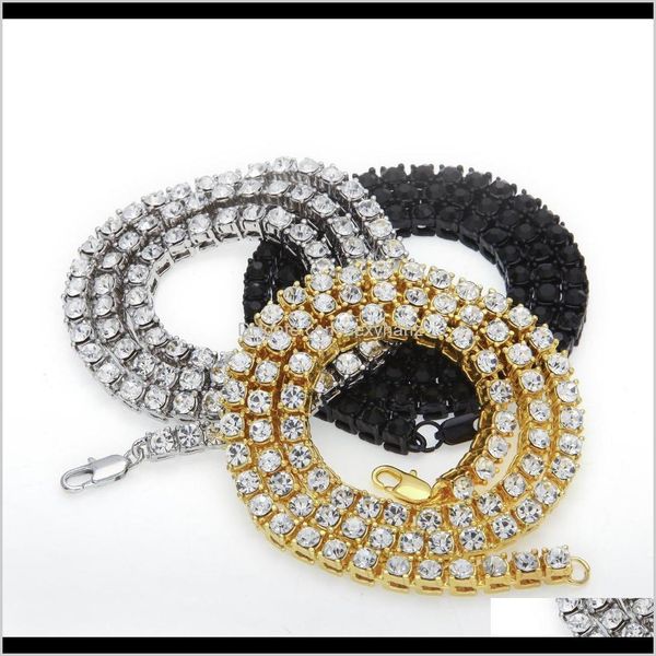 

tennis, graduated & pendants jewelry drop delivery 2021 hip hop bling iced out tennis 1 row necklaces sumptuous clastic sier/gold/black/rose