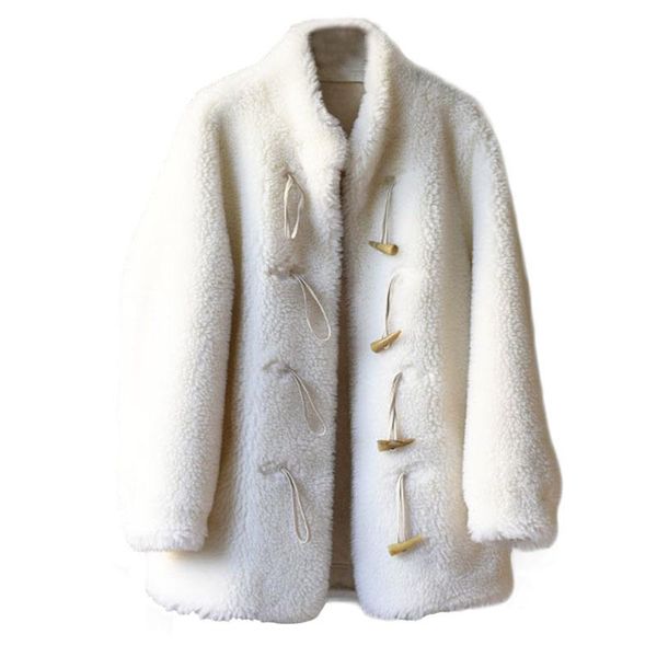 

women's fur & faux genuine sheepskin coats ladies stand collar sheep shearing jacket female thick warm wool outerwear women clothing x7, Black