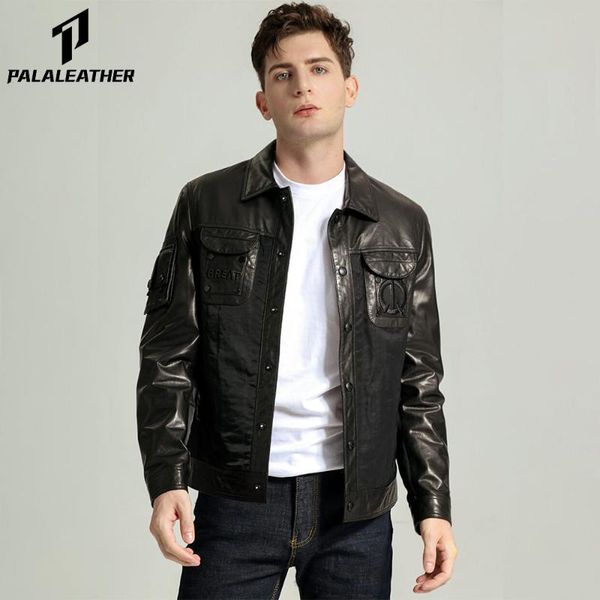 

cowboy minimal goatskin jacket with sleeve pocket men's leather & faux, Black