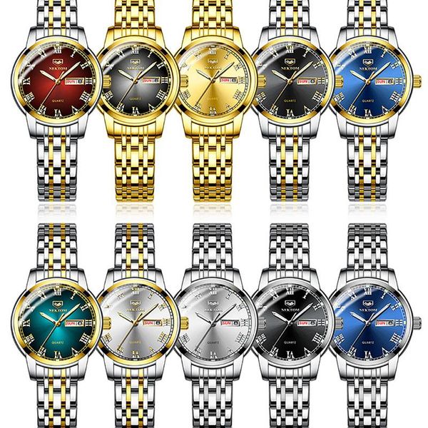 

wristwatches 2021 gold watch for women fashion waterproof woman quartz stainless steel coulpe wrist watches reloj hombre, Slivery;brown