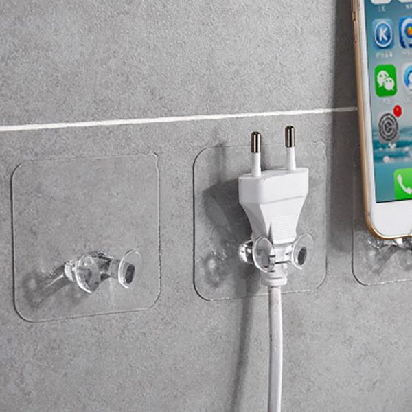 

6pcs traceless transparent wall hanging for power plug socket self-adhesive kitchen wall hooks multifunction plastic
