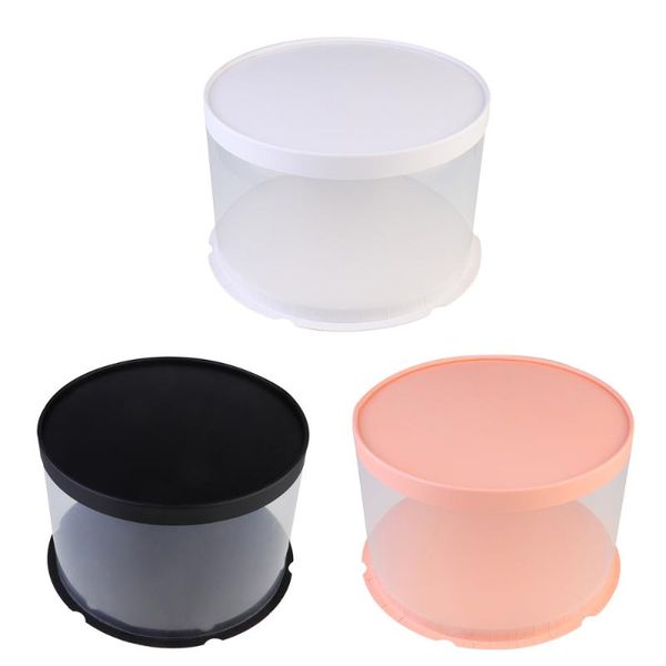

3pcs transparent cake cases box round bakery boxes for 6-inch gift wrap