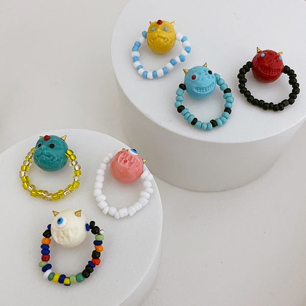 

Cute Color Little Monster Personality Fashion Protector Devil Soul Pet Tail Ring Gift for Friend, Silver