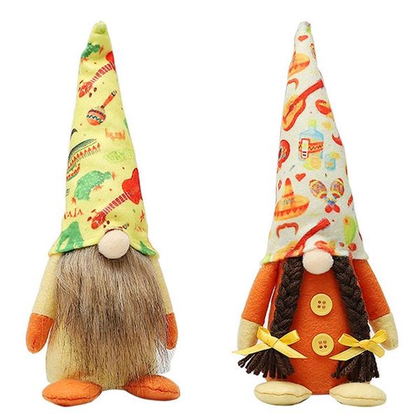 

2pcs mexican carnival theme party gnome handmade swedish nisse tomte elf gnomes toy, home table birthday gift decoration decorative objects