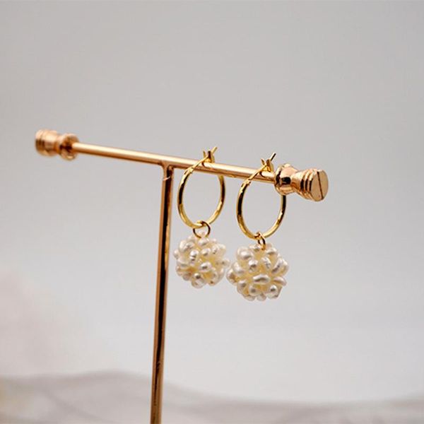 

hoop & huggie wtltc multi mini tiny freshwater peals ball earrings for women drop round circle hoops baroque charms jewelry, Golden;silver