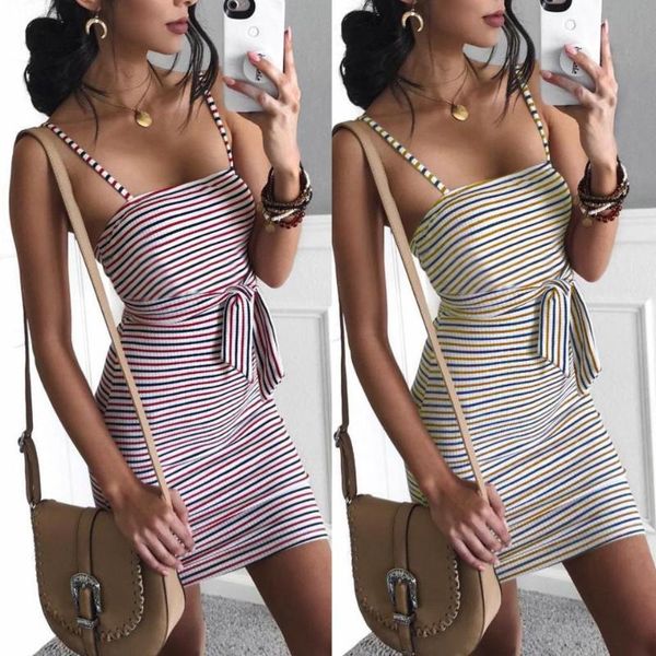 

summer women backless mini dress beach casual striped sleeveless spaghetti strap vestidos dresses, Black;gray