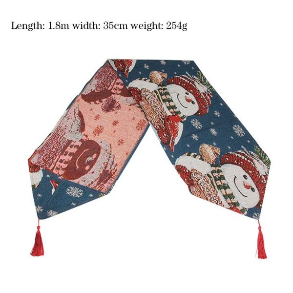 

table cloth christmas snowman decor runner with tassel non-slip dinner tablecloth for home xmas party supplies