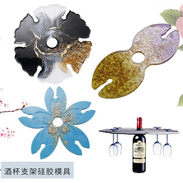 

disposable table covers diy crystal epoxy resin mold wine glass holder cherry blossom irregular mirror surface silicone