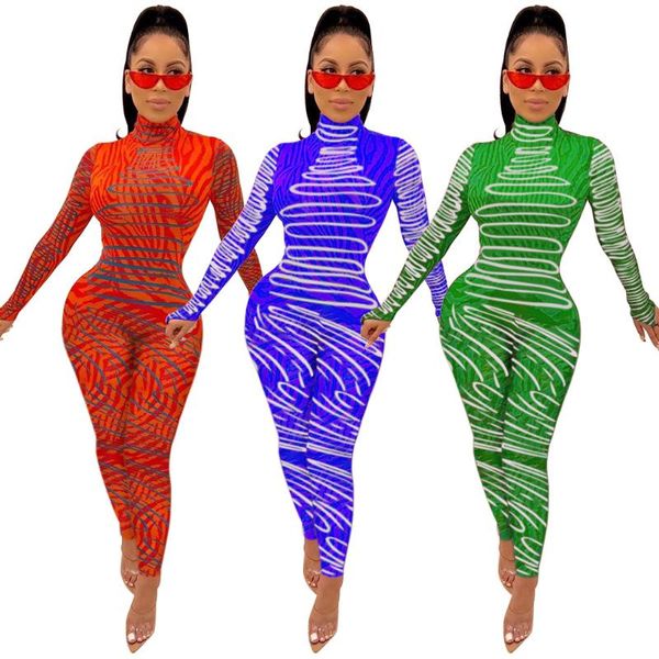 

women's jumpsuits & rompers striped design lady skinny full sleeve catsuits beach style length sports, Black;white