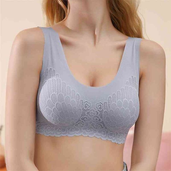 2 pcs látex sutiã sem costura mulheres underwear Refrigeração reúne moda à prova de choque feminino íntimo confortável bralette pad bras 210728