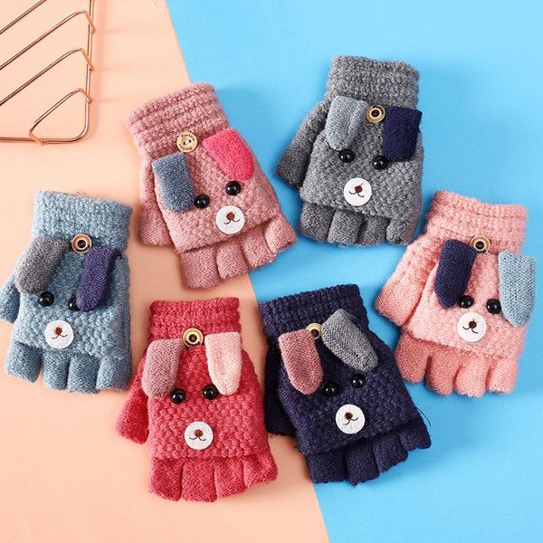 

children's mittens 2021 autumn winter parent-child warm gloves kids girls boys cute cartoon flip children christmas gifts, White