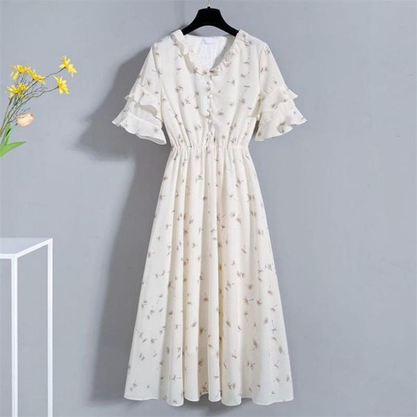 

party dresses french style women chiffon floral dress female temperament off-shoulder over the knee summer 2021, White;black