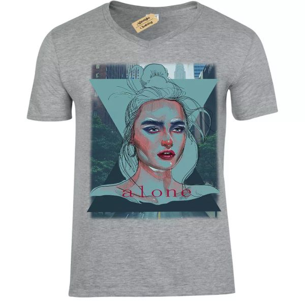 

alone camiseta city loner hombre cuello en v, White;black
