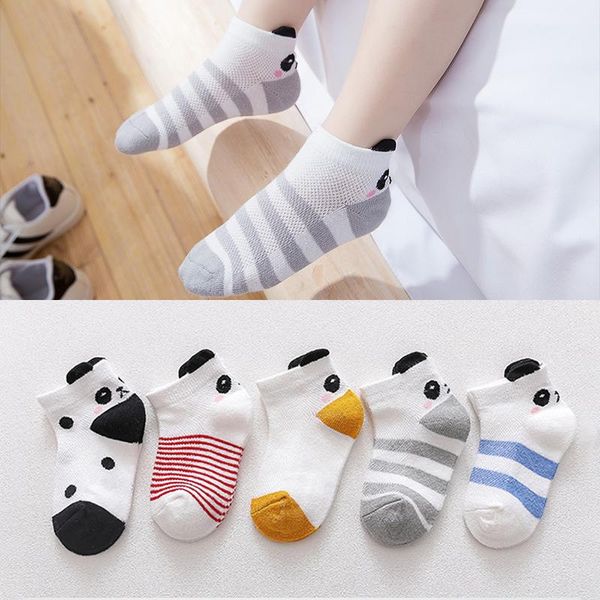 

socks 5pairs/lot 2021 summer 0-3y baby cotton 3d cartoon animal kids girls mesh cute born boy toddler, Pink;yellow