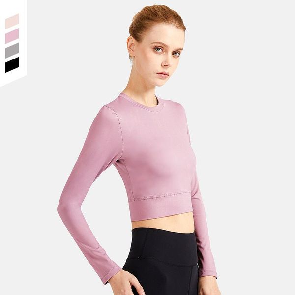 

yoga outfits women's seamless athletic long sleeves sports running shirt breathable gym workout top, White;red