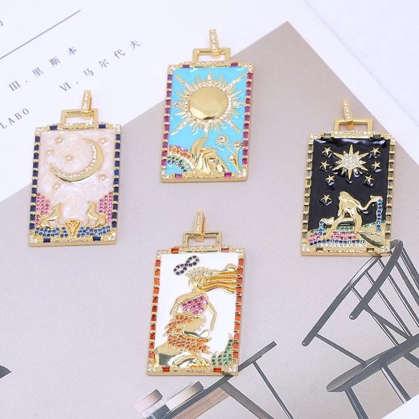 

charms juya handicraft enamel ranibow evil eye egypt moon star god for diy luxury pendant collar jewelry making supplies, Bronze;silver