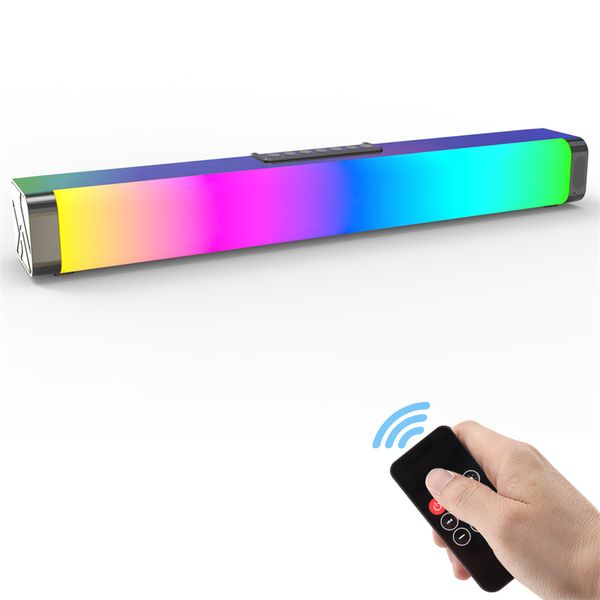 LP SoundBar RGB Computer Game Speakers com iluminação dinâmica Poderoso Bass Stereo Houdspeaker USB 3.5mm Barra de som óptico 20W Subwoofer para PC TV Mobile Phones