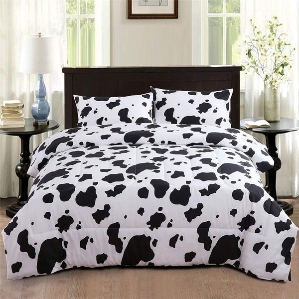 

bedding sets cow duvet cover cartoon reversible white and black with zipper for kids boys girls
