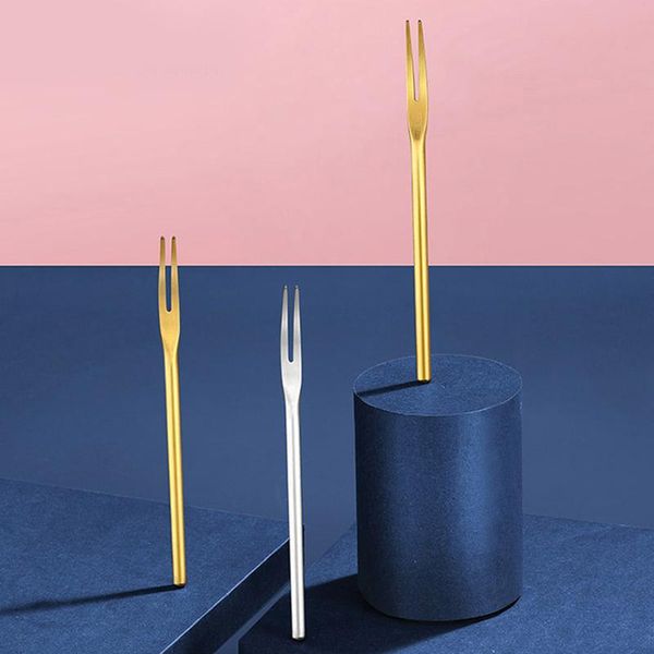 

forks 1pc repeatable stainless steel fruit cake cocktail dessert tableware environmentally friendly for kitchen tool