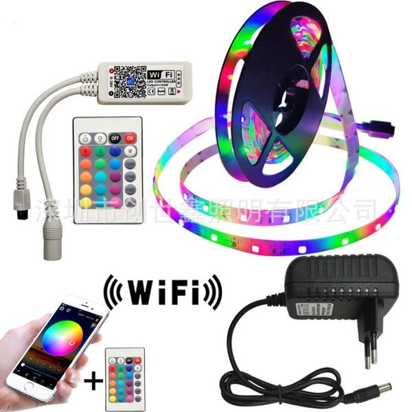 

strips bekcmth 5m 10m 15m wifi led strip light rgb waterproof smd rgbw/rgbww tape dc 12v+ remote control + adapter eu