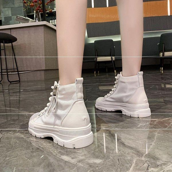 

boots high canvas shoes women's 2021 spring korean versatile casual sports fashion board, Black