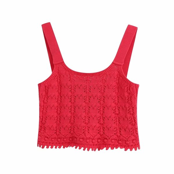 Frauen elegante schlanke Tanktops Mode Damen rot Jacquard lässig weibliche gestrickte Bombe Mädchen schicke Strickwaren 210430