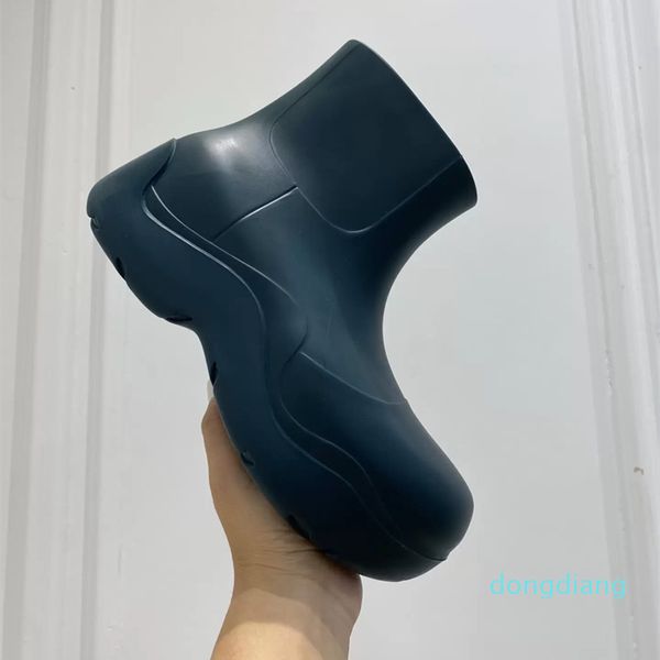 

designer-luxury women's boots candy color rubber waterproof shoes women's walking ankle rain leisure thick sole short heel puddle, Black