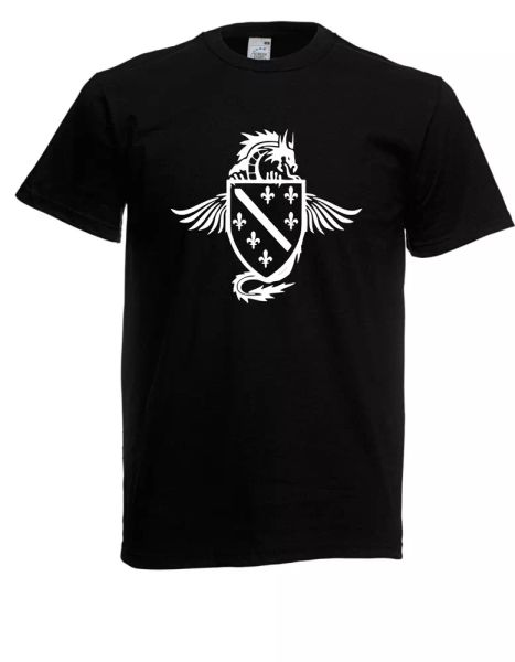 

mens t-shirt bosnia crest with dragons size up to 5xl, White;black