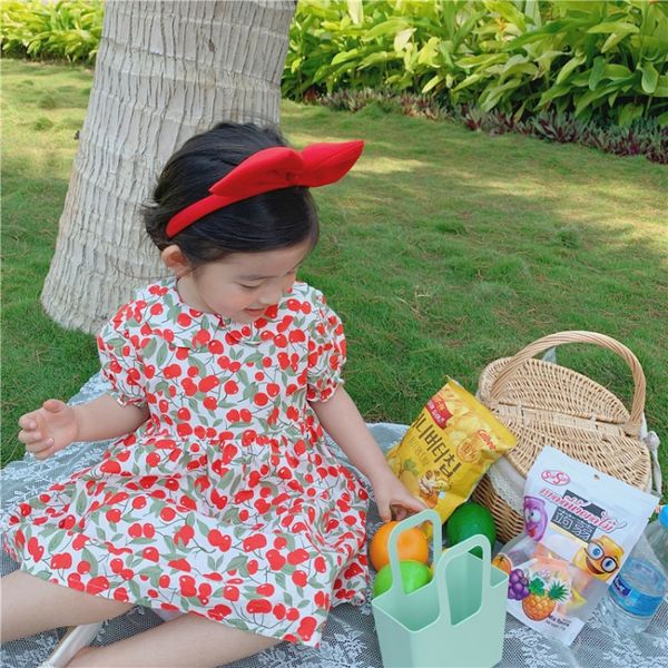 

cherrybeachdressesforgirlscasualkoreanstyledresslightsummer2021kidsclothing2to8yearsbabygirlclothessundress, Red;yellow
