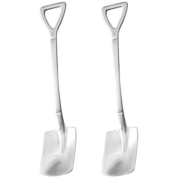

spoons 2pcs silver shovel funny small durable simple stainless steel for home