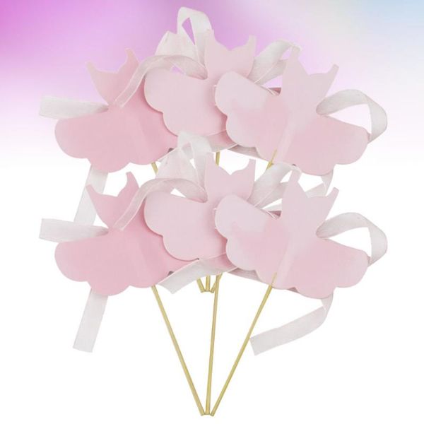 

24pcs ballet skirt design cake ers paper picks bow decoration birthday party dessert insert favor(6pcs in 1 pack) other festive & suppli