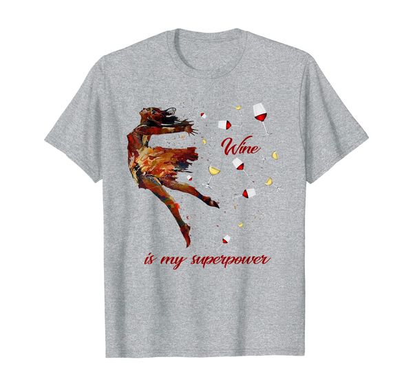 

wine is my superpower funny watercolor t-shirt, White;black