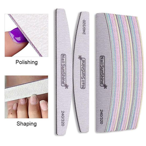 

nail files professional file 80/100 100/150 100/180 half moon sandpaper nails sanding buffer grinding polishing art tools